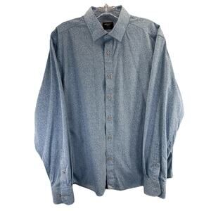 UNTUCKit Shirt Mens Med Blue Print Floral Long Sleeve Bell Performance Stretch